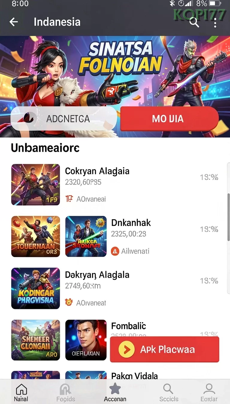 Cuplikan layar PK95 — aktivitas